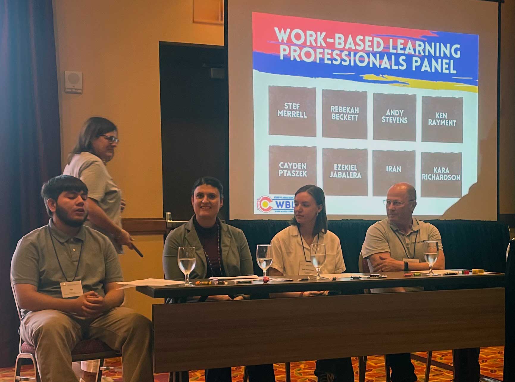 Intern discussion on work-based learning panel of professionals.