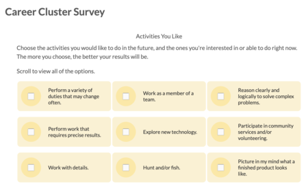 my colorado journey career cluster survey