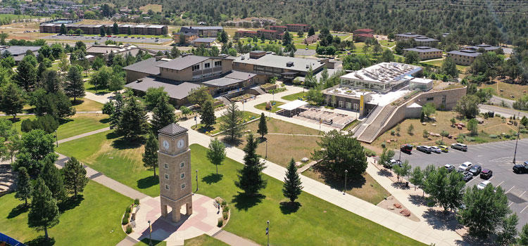 An aerial view of Fort Lewis College